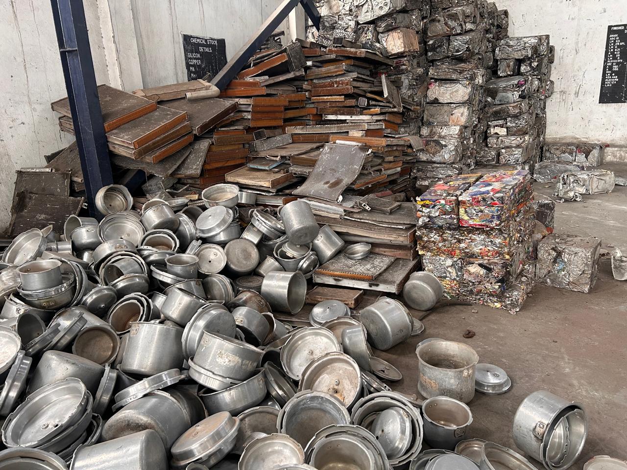 Segregated aluminium radiators, utensils and baled sheet scrap graded by alloy